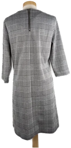Kleid "Only", dreiviertelarm mit Rundhalsausschnitt, grau/weiß/schwarz kariert, Größe M – Vorschau 3
