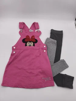 3 tlg. Bekleidungsset, Mädchen, Gr. 110/116, 1x Latzkleid "Minnie Mouse", 2x Leggins