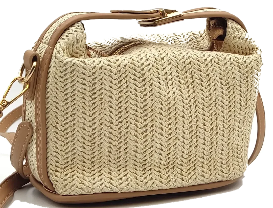 Strohumhängetasche Damen beige  - Bild 4