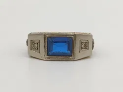 Vintage-Ring aus Gold 18 Karat mit blauem Stein - Bild 3