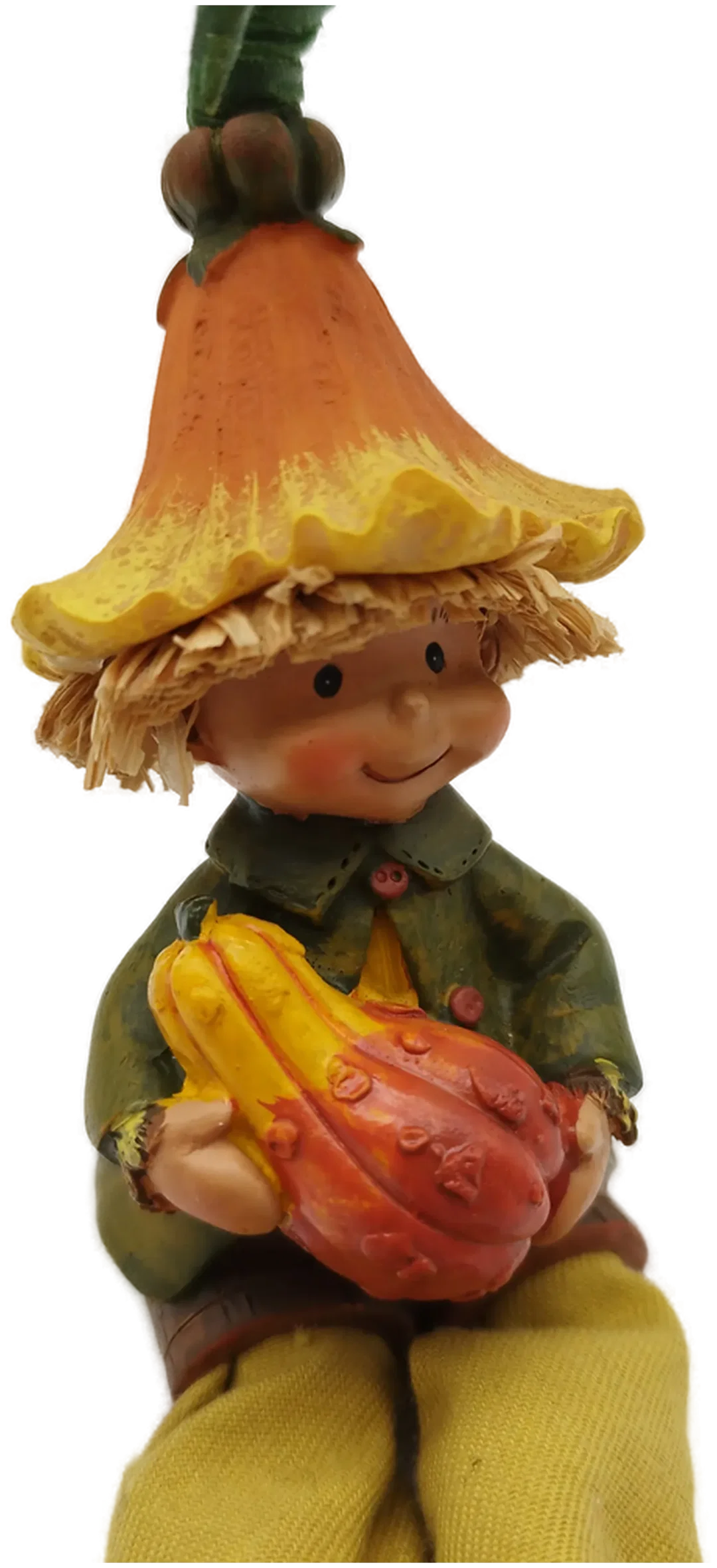Kleine Ton-Figur mit Butternut Kürbis - ca. 13cm hoch – Bild 2