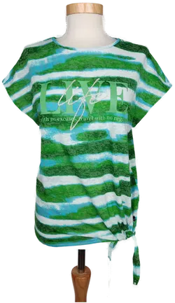 Sa. Hara Damen T-Shirt blau/grün/weiß gestreift - S/36 - Bild 1
