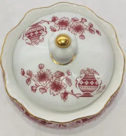 Seltmann Weiden Theresia Zuckerdose mit Deckel rot/weiß mit Goldrand - Bild 2