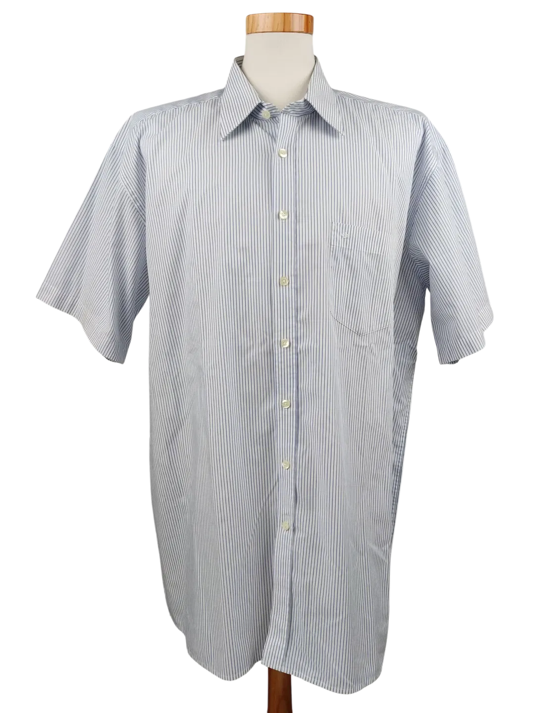 Seidensticker Herren Kurzarmhemd, weiß/blau - Gr. 46/XXL - Bild 1