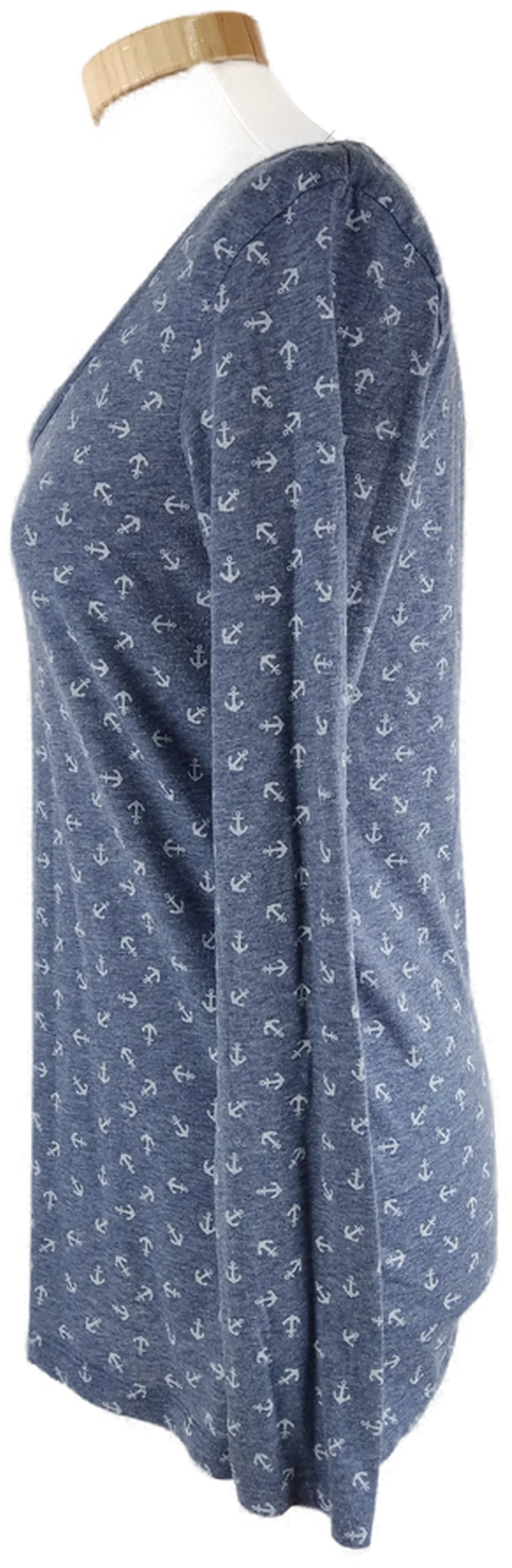 T-Shirt "Atmosphere", langarm mit Rundhalsausschnitt, graublau mit Muster, Größe 38 – Bild 2