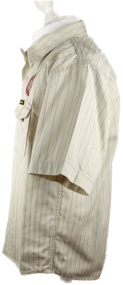 Herren Kurzarm Hemd Wrangler Beige Gestreift | Casual-Klassiker – Vorschau 2