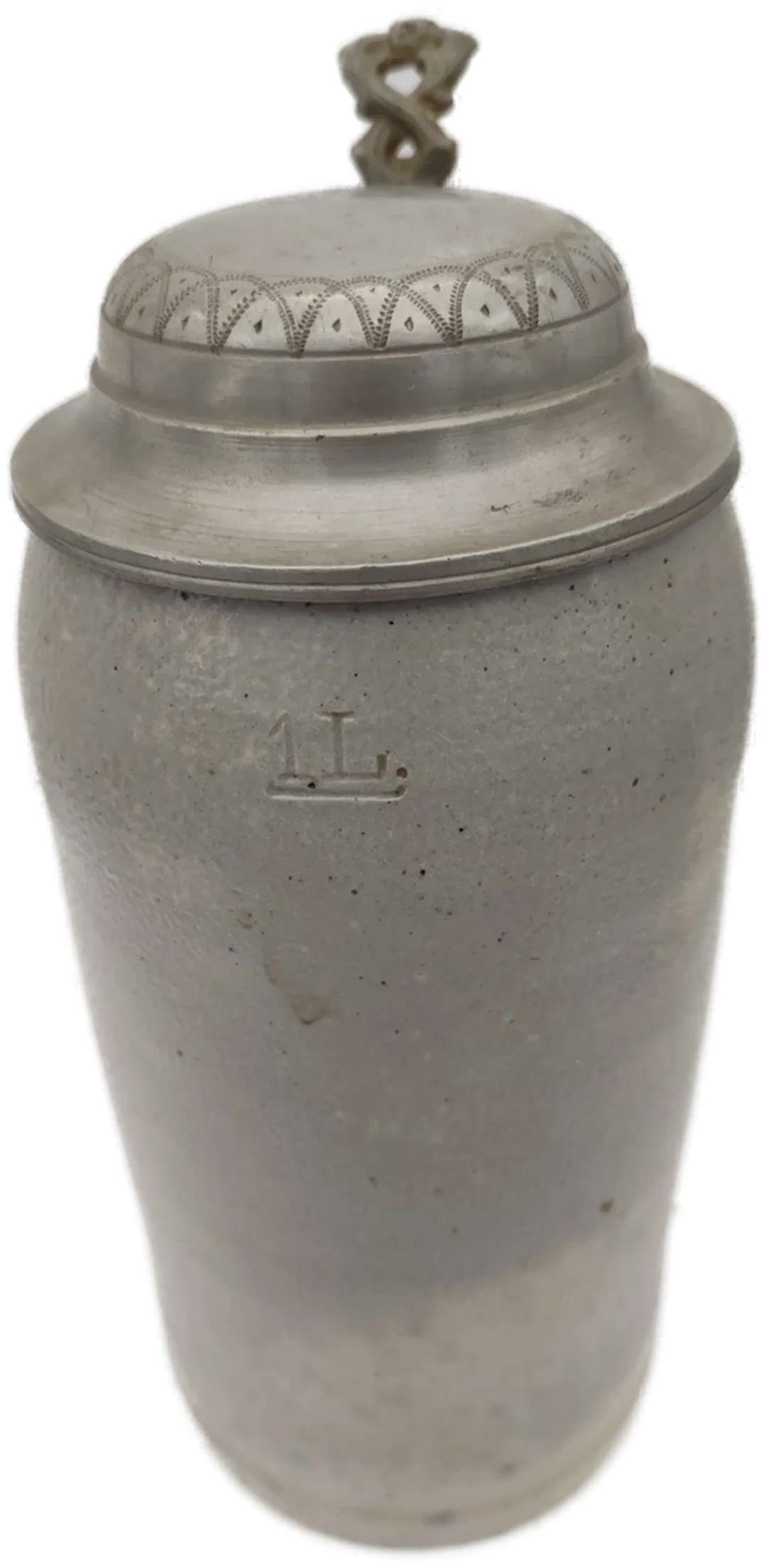 Bierkrug Steinzeug mit Geprägter Zinndeckel  1 L | Mit Charakterspur – Bild 8