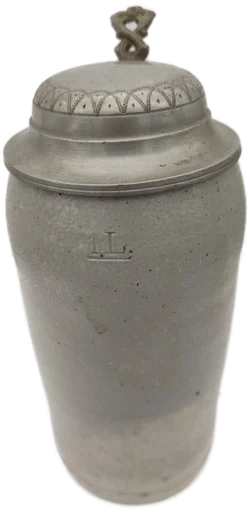 Bierkrug Steinzeug mit Geprägter Zinndeckel  1 L | Mit Charakterspur - Bild 8