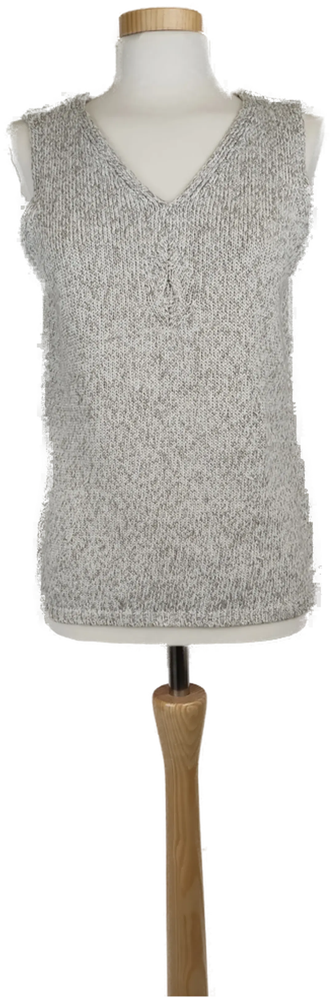 Pullunder Damen Strickoptik V-Ausschnitt grau-beige-silber - M/38 - Bild 1