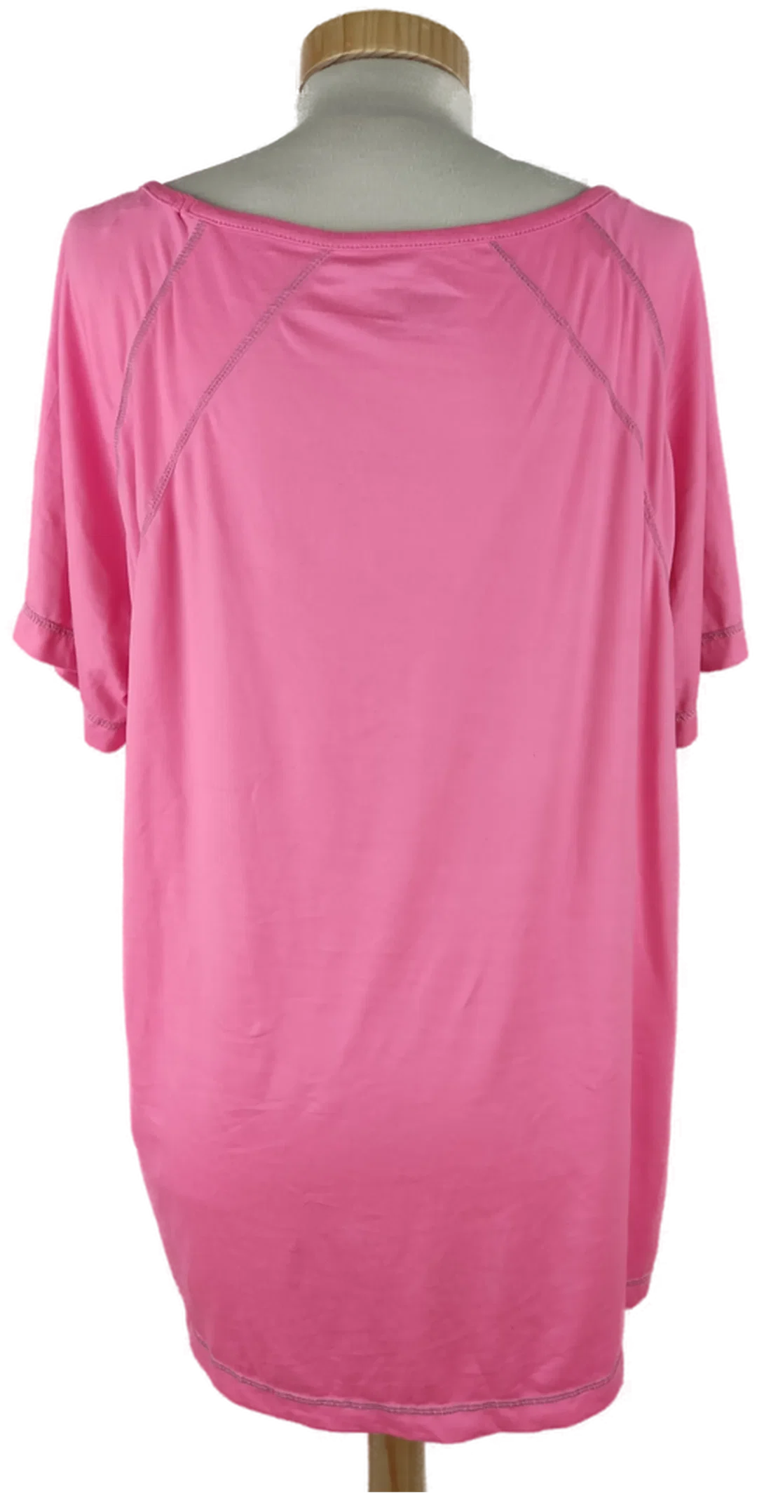T-Shirt "Ergee", kurzarm mit Rundhalsausschnitt, neonrosa mit Aufdruck, Größe 46 – Bild 3