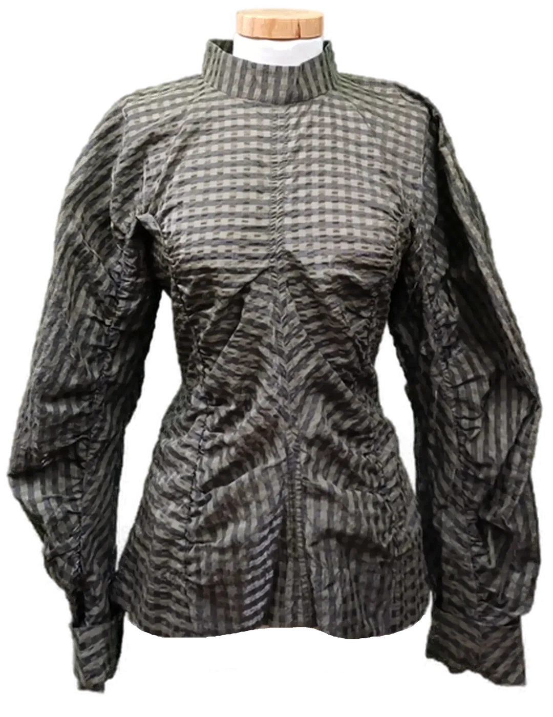 Ganni Damenbluse grün/grau kariert Gr. L  - Bild 1