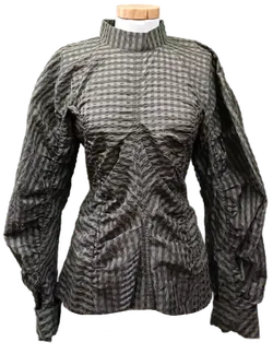 Ganni Damenbluse grün/grau kariert Gr. L  - Bild 1