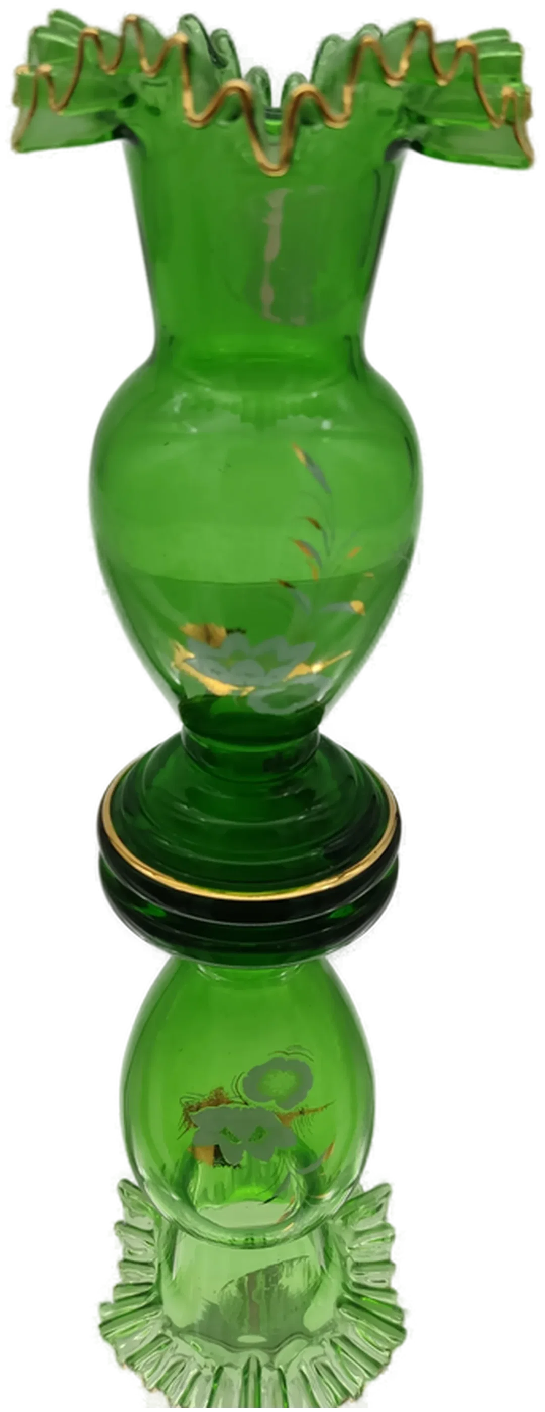 Bohemia Kristall Vase mit handbemalten Blumen - Bild 4