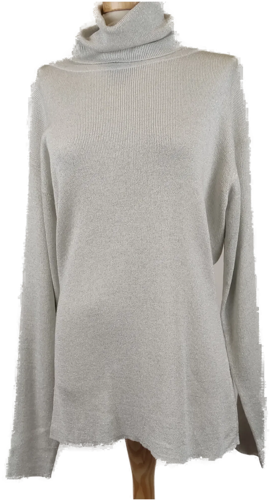 G.Pisano Damen Rollkragenpullover silber mit Glitzer - L/40 - Bild 1