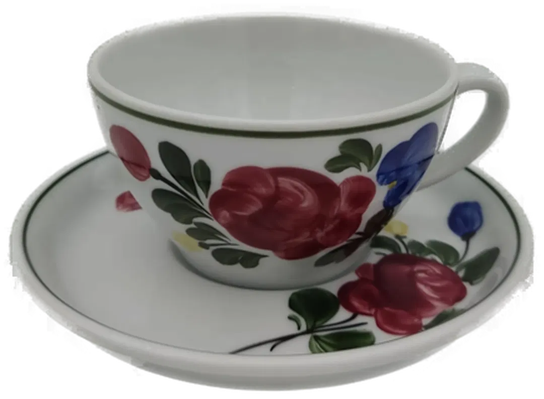 Lilien Porzellan Alpenflora Set (5 Tassen +5 Untertassen) Vintage - Bild 1