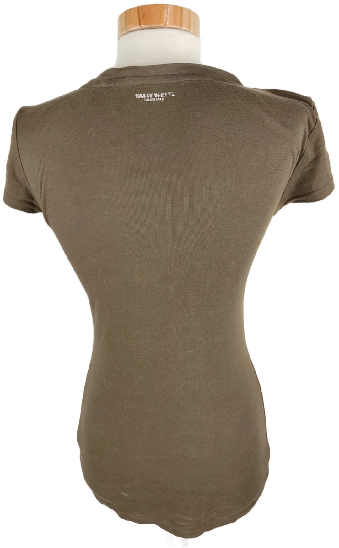 T-Shirt "Tally Basic", kurzarm mit V-Ausschnitt, braun, Größe S – Bild 3