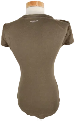 T-Shirt "Tally Basic", kurzarm mit V-Ausschnitt, braun, Größe S – Vorschau 3