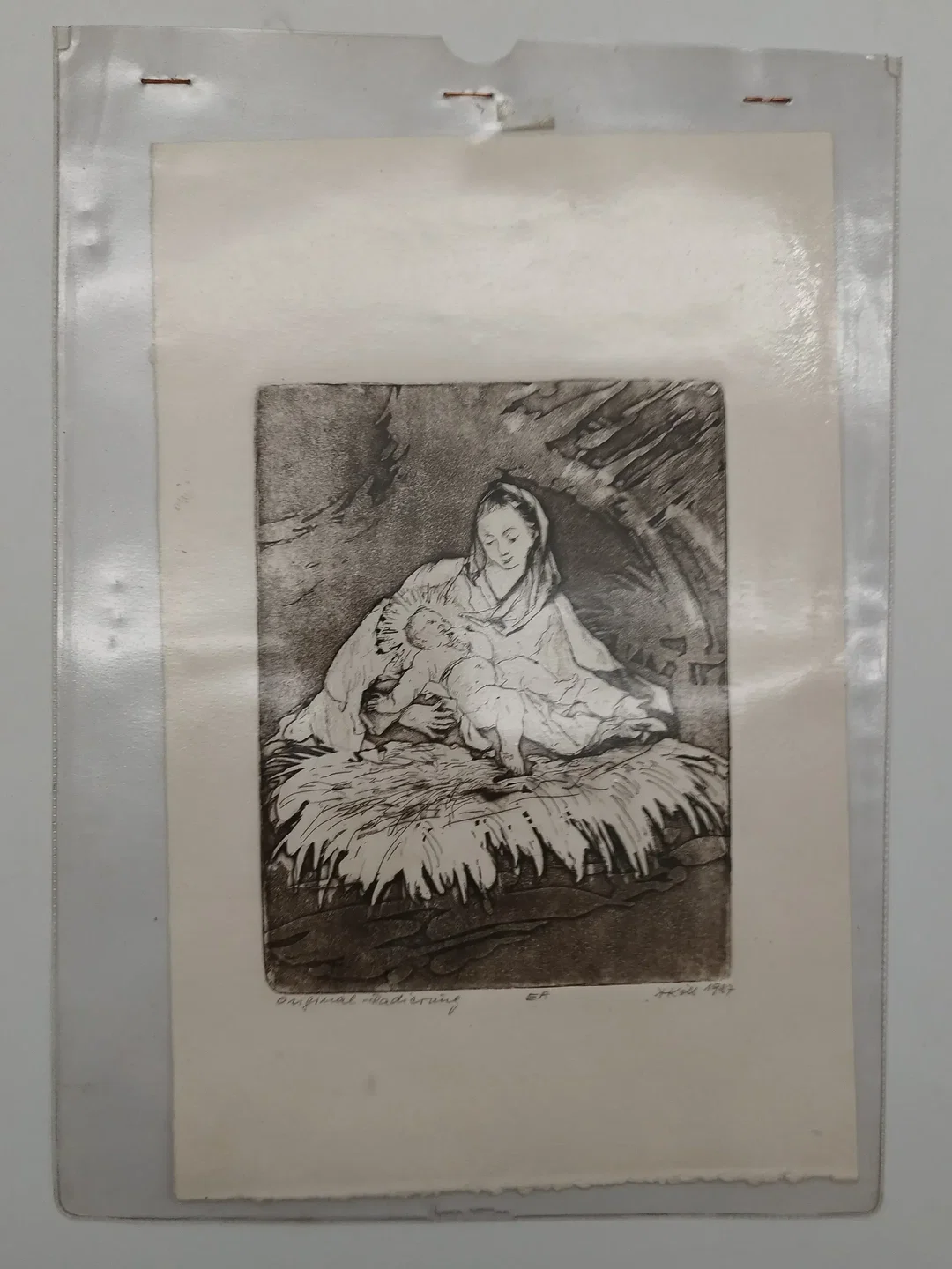 Original Radierung der Geburt Christi - Köll 1987 - Bild 4