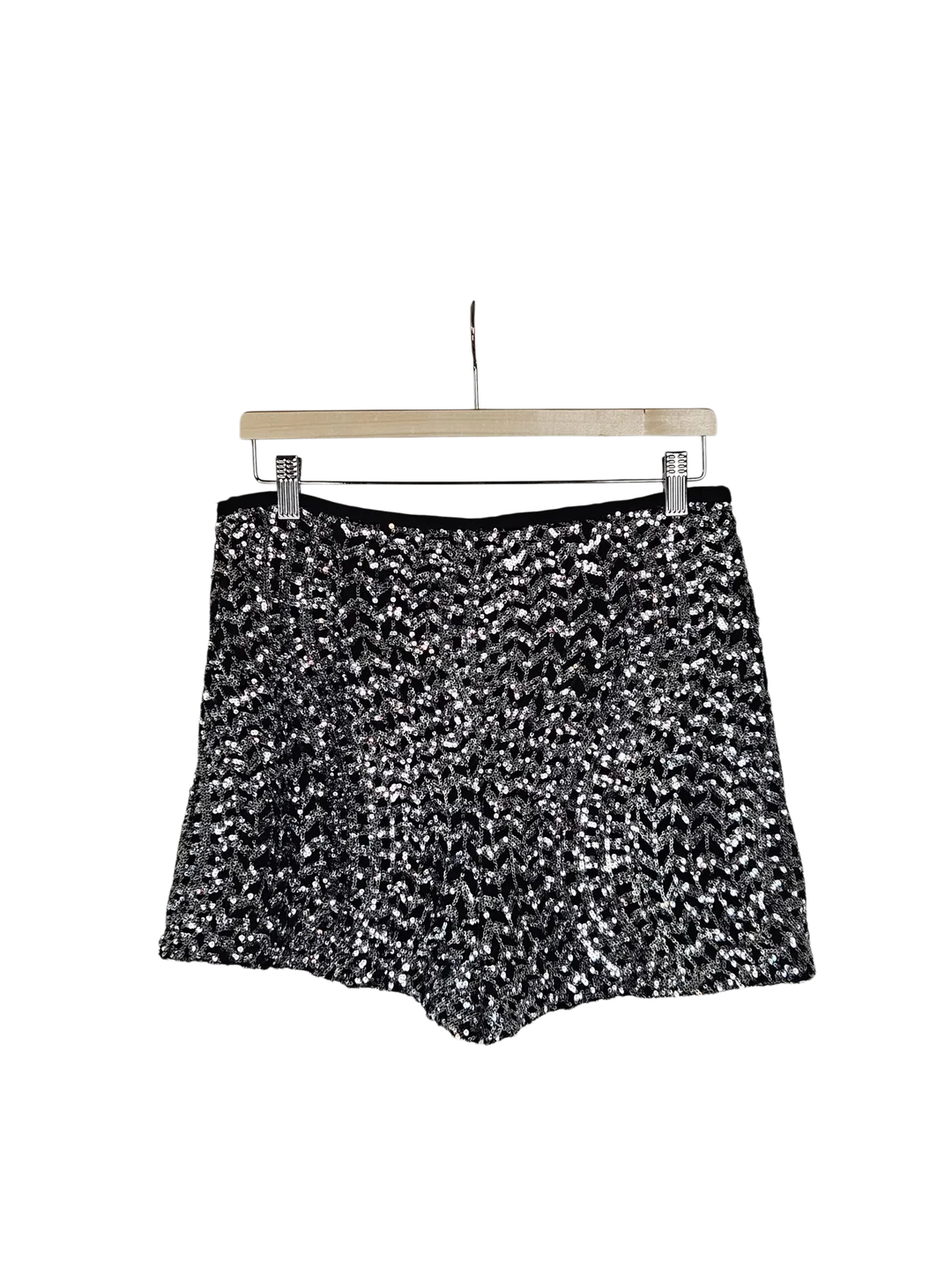 ZARA Damen Shorts mit Pailletten, schwarz - Gr. L – Bild 2