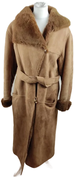 Damen Ledermantel in Braun, Größe 38 | Vintage-Klassiker
