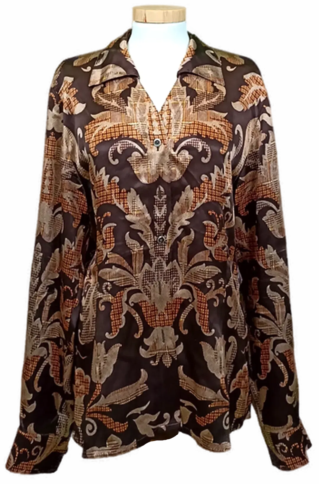 Escada Damen Bluse aus Seide braun gemustert Gr. 40 - Bild 4