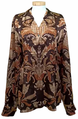 Escada Damen Bluse aus Seide braun gemustert Gr. 40 - Bild 1