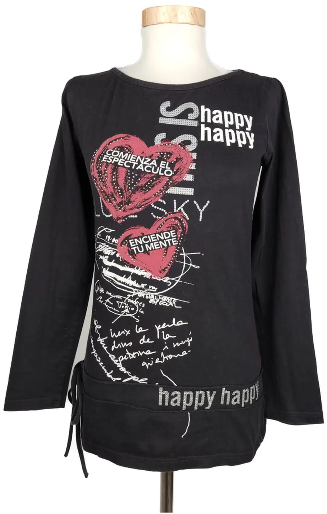 Desigual Damen Langarm Shirt schwarz bedruckt - S/36 - Bild 1