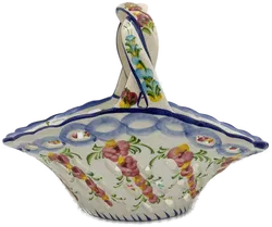 Vintage Obst- Blumenkorb Keramik mit Blumendekor - H/21 cm - Bild 3