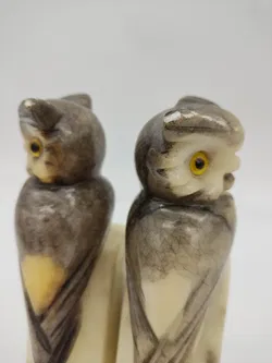 2er Set Eulen Buchstützen aus Stein - Bild 6