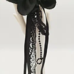 Schwarze Blumen-Brosche - ca. 37cm insgesamt  - Bild 3