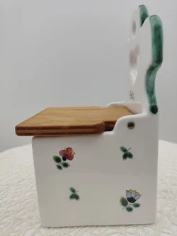 Gmundner Keramik Salzfass mit Holzdeckel, Streublumen | Wie Neu - Bild 6
