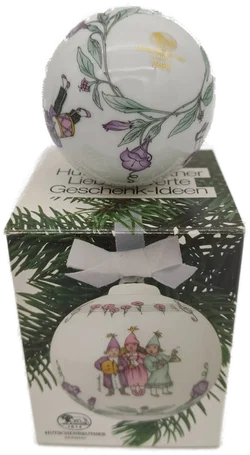 Hutschenreuther Weihnachtskugel 1990 aus Porzellan mit Originalverpackung,  - Bild 3