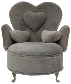 Schmuckkästchen mit Spiegel in Diwan- und Couchsessel-Form aus Samt in grau - Bild 4