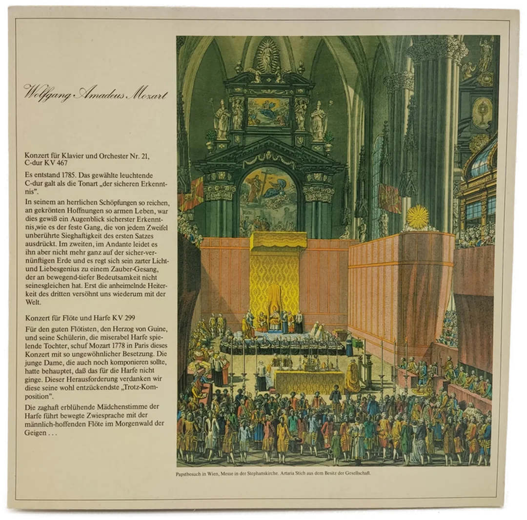 Vinyl LP - Wolfgang Amadeus Mozart - Konzert für Klavier und Orchester / Konzert für Flöte und Harfe  – Bild 2