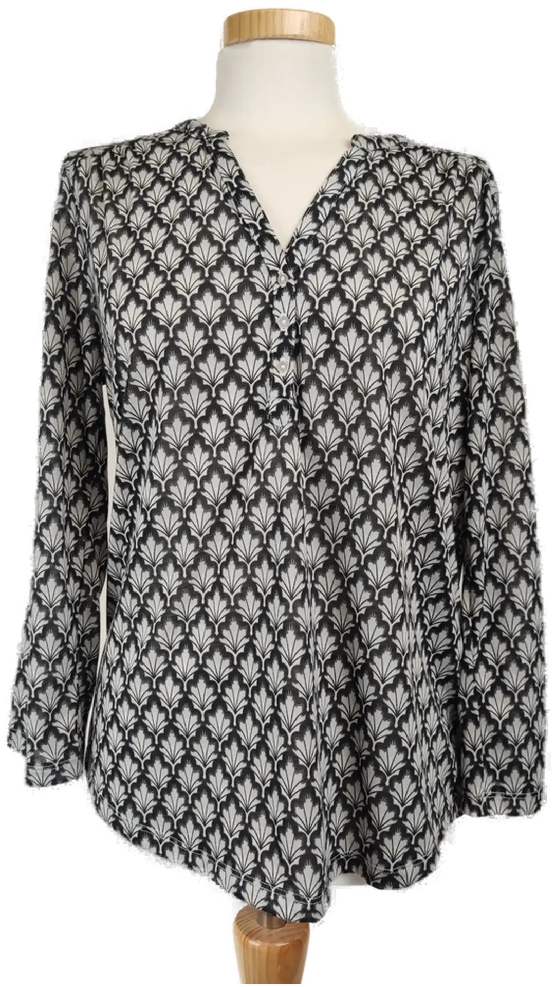 H&M Damen-Bluse schwarz/weiss-gemustert- S/36 - Bild 1