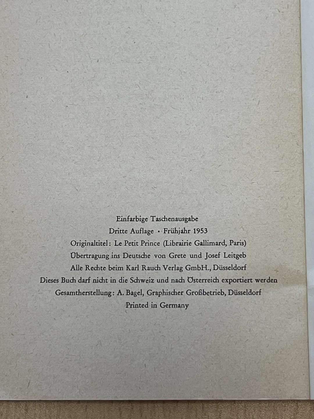 Buch Der Kleine Prinz Ausgabe Frühjahr 1953 – Bild 2