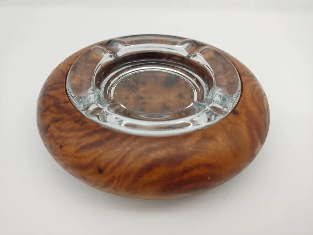 Aschenbecher Glas/Wurzelholz - Bild 1