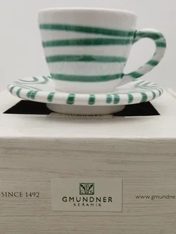 Gmundner Keramik Espresso-Set Grün Geflammt | Geschenkbox - Bild 5