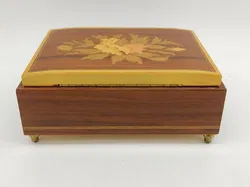  Mid Century aufziehbare Schmuckschatulle aus Holz - Bild 5