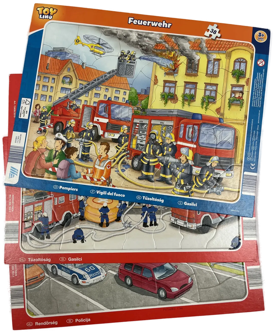 Kinderpuzzle (3er Pkg.) Polizei, Feuerwehr, Feuerwehr ab 3 Jahre - Bild 1