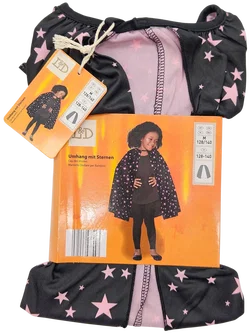 L&D Kinder-Halloween-Umhang mit Sternen, schwarz - Gr. M/128-140