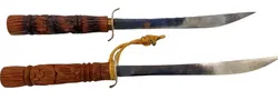 2 Stk. Südostasiatische Schwerter mit geschnitzten Holzgriffen - Bild 2