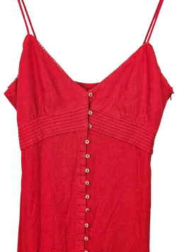 ZARA Damen Leinenkleid, rot - Gr. L - Bild 3