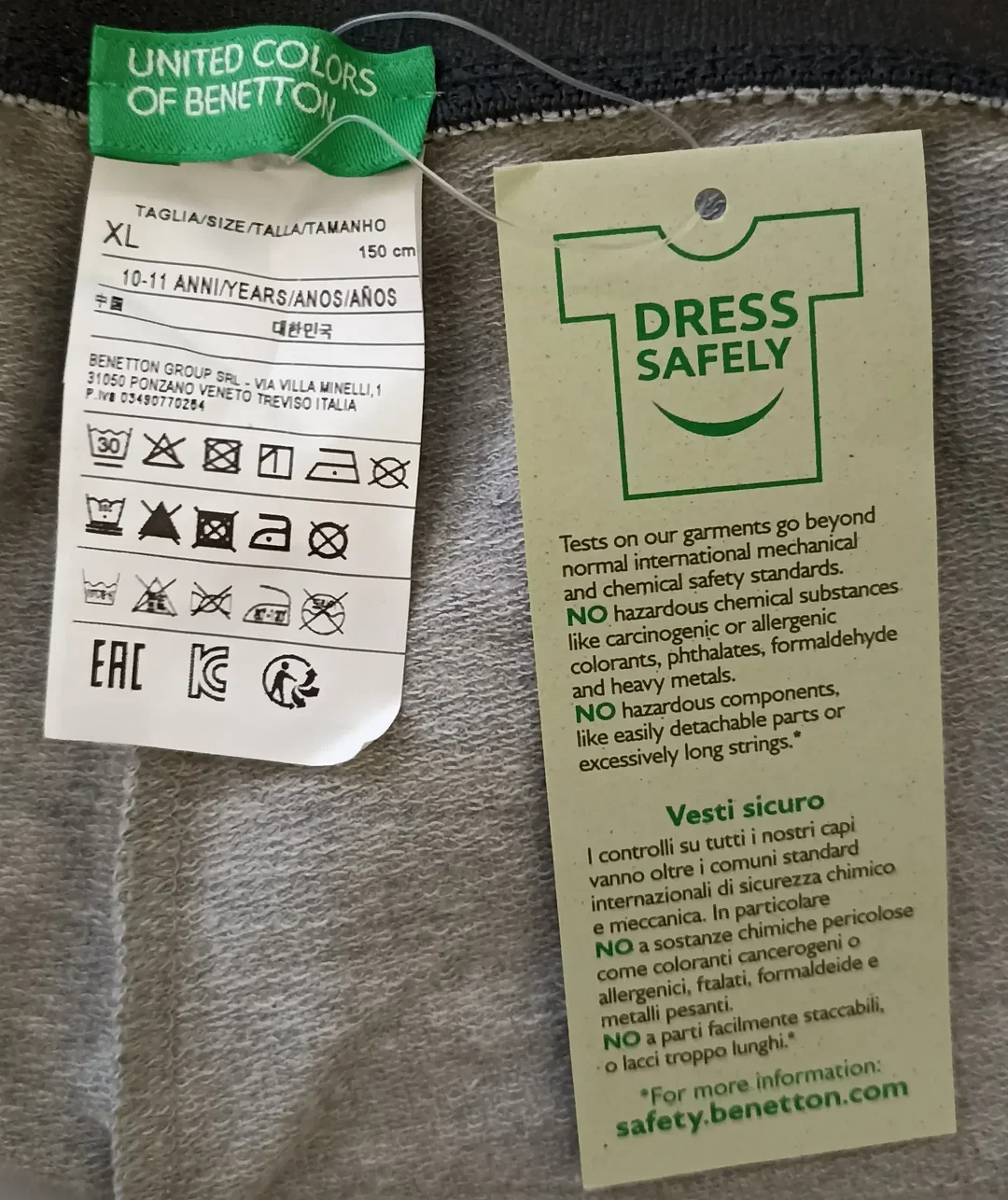 United Colors of Benetton Kinderleggings grau Gr. XL – Bild 3