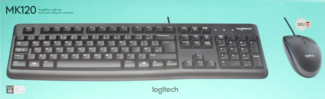 Logitech MK120 Kabelgebundenes Tastatur-Maus-Set – Plug & Play, QWERTZ, USB, Schwarz - Bild 1