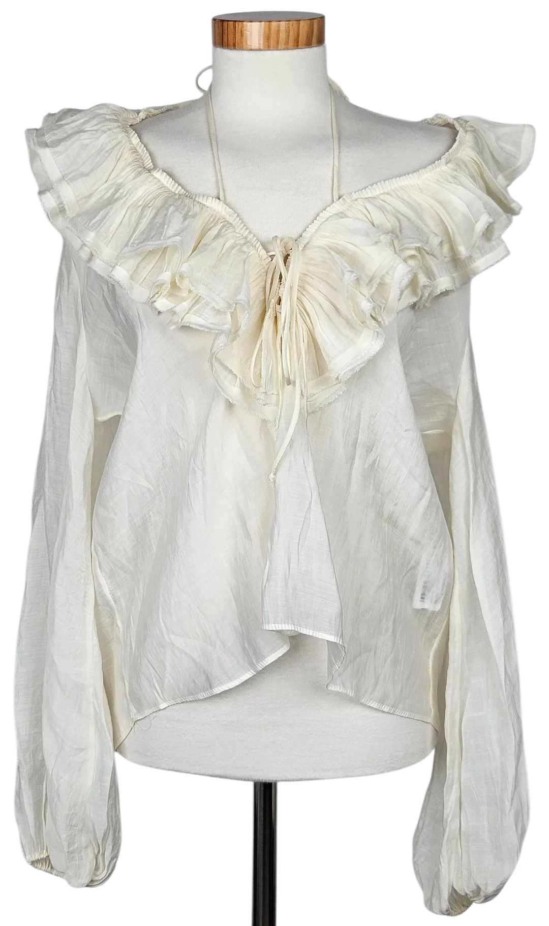 ZARA Damen Bluse, off-weiß - Gr. L - Bild 1