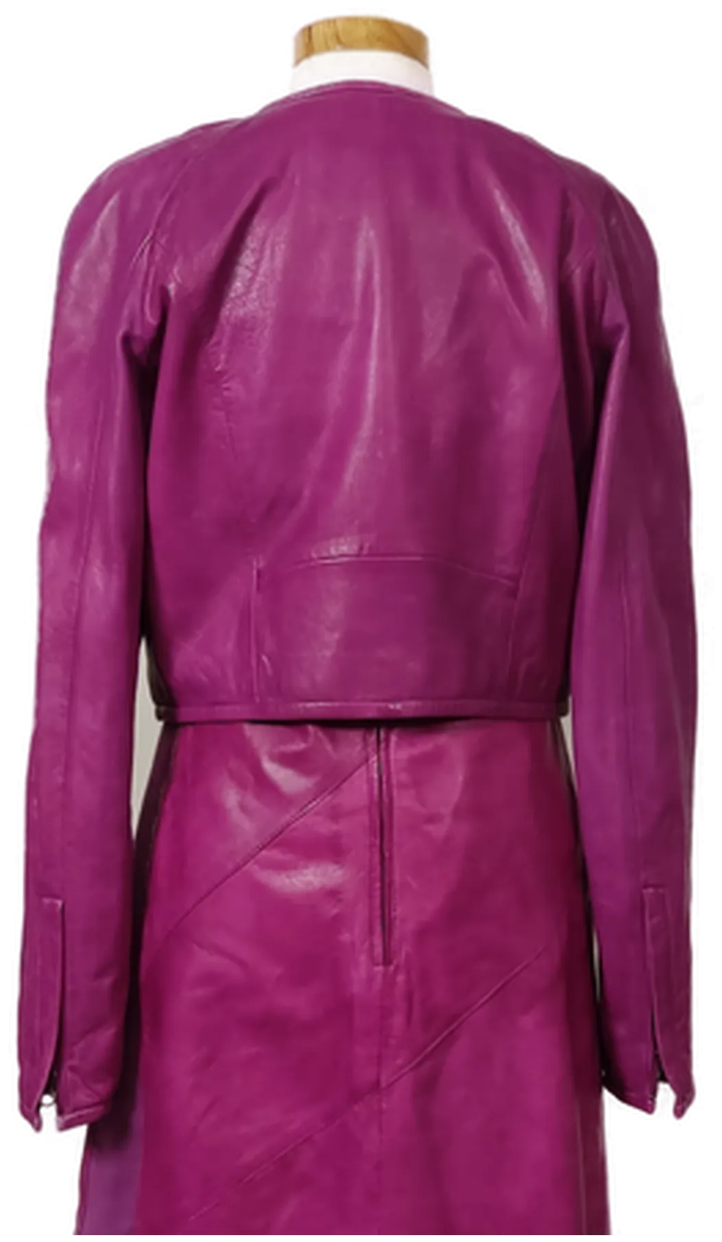 Cigno Nero Damen Zweiteiler Kleid mit Jacke aus Leder in pink Gr.36 – Bild 6