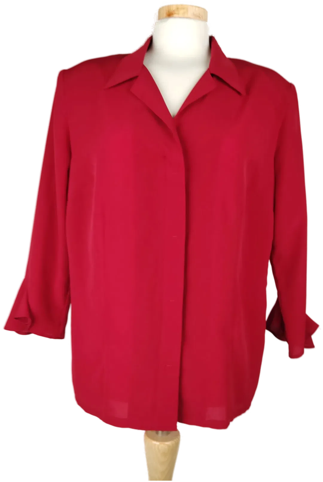  Klarissa Damenbluse rot mit Rüschenärmeln - M/38 - Bild 4