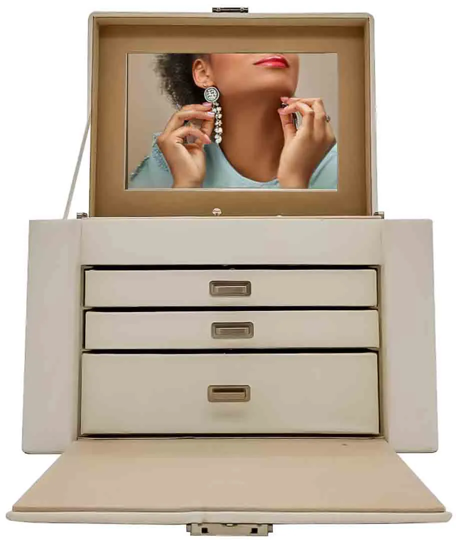 SONGMICS abschließbarer Schmuckkasten mit viel Stauraum in weiß-beige - Bild 4