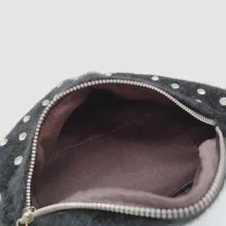 Bauchtasche Schwarz Felloptik mit Strass | Einmaliges Unikat - Bild 5